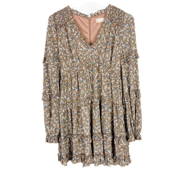 Altar’d State Chelsia Dress Floral Long Sleeves Ruffle Mini Size Medium M EUC - Picture 2 of 13